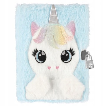 NOTES PAMIĘTNIK PLUSZOWY NIEBIESKI UNICORN JEDNOROŻEC A5