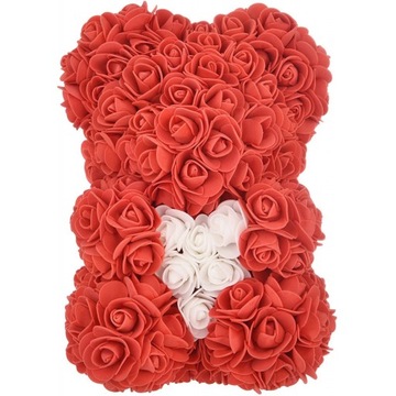 MIŚ Z RÓŻ RÓŻYCZEK Z SERCEM BIAŁYM ROSE BEAR 25CM