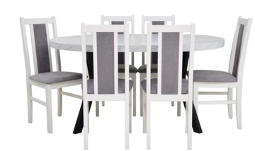 СТИЛЬНЫЙ СОВРЕМЕННЫЙ СТОЛ – МРАМОРНАЯ СТОЛЕШНЯ И 6 СТУЛЬЕВ