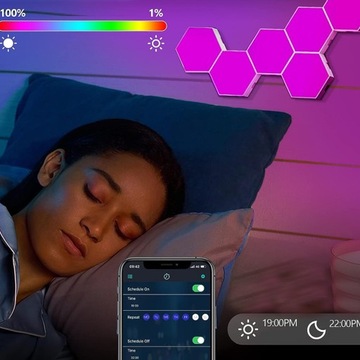 СОТОВАЯ ЛАМПА НАСТЕННЫЙ СВЕТИЛЬНИК RGB USB ПРИЛОЖЕНИЕ BLUETOOTH 8 ШТ. + ПУЛЬТ ДИСТАНЦИОННОГО УПРАВЛЕНИЯ