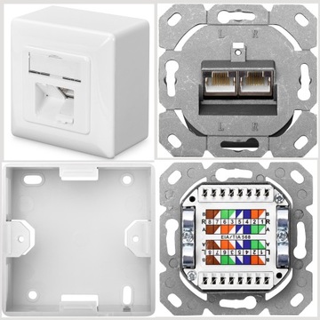 Puszka gniazdo natynkowe 2x RJ45 kat.5e STP kpl.