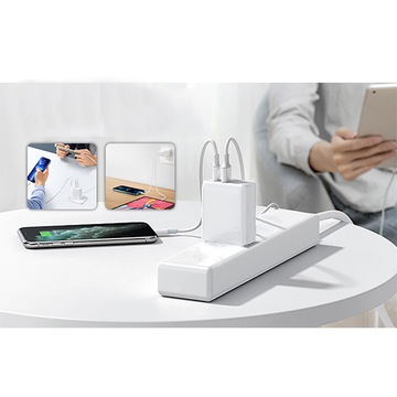 БЫСТРОЕ СЕТЕВОЕ ЗАРЯДНОЕ УСТРОЙСТВО USB-A USB QC 3.0 65 Вт USB-C PD TYPE C ДЛЯ ТЕЛЕФОНА