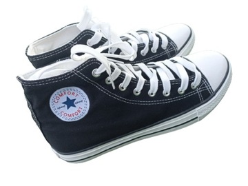Tenisówki TRAMPKI wysokie COMFORT czarne BLACK 42
