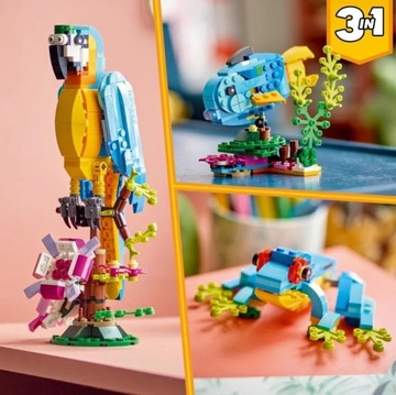 LEGO CREATOR 3in1 НАБОР «Экзотический попугай» № 31136 БЛОКИ «попугай-лягушка-рыба»