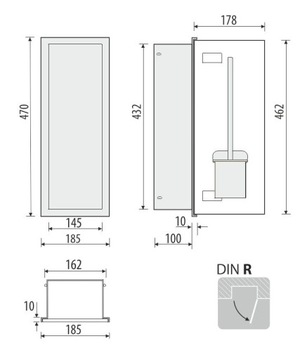 MCJ Встроенный шкаф для унитаза, БЕЛЫЙ, с дверцами из глянцевого белого стекла