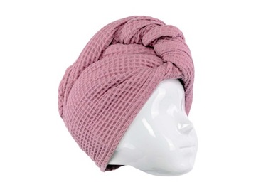Ręcznik na głowę turban do suszenia włosów bawełna różowy