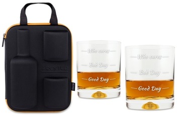 ETUI NA WHISKY + 2 Szklanki z Napisem - WHO CARES