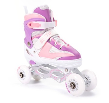 РЕГУЛИРУЕМЫЕ КОНЬКИ РОЛИКОВЫЕ КОНЬКИ 4в1 КОНЬКИ СО СМЕННОЙ ЛАЗКОЙ BESTIF 34-37