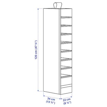 ПОДВЕСНАЯ ПОЛКА НА 9 ОТДЕЛЕНИЙ, БЕЛАЯ, 22x34x120см СКУББ