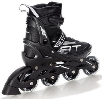 Роликовые коньки RAVEN Profession, черные регулируемые, размер 35–39, резина