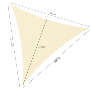 Садовый солнечный парус водонепроницаемый 3x3x3 м, треугольный, бежевого оттенка