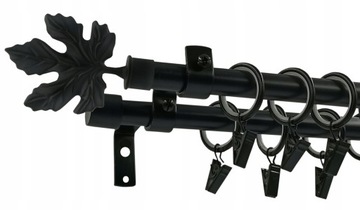 KARNISZ LOFT podwójny 16+16mm CZARNY 160cm KLON