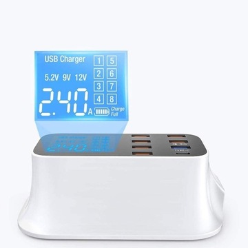 ЗАРЯДНАЯ СТАНЦИЯ С 8 ПОРТАМИ ЖК-дисплея 40 Вт USB 3.0 TYPE-C