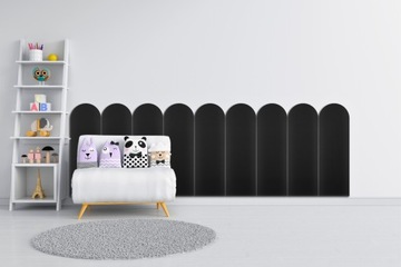 Panele Ścienne Tapicerowane 20x80 PŁOTEK CZARNY SKÓRA EKOLOGICZNA MIĘKKI