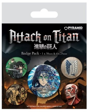 Значки для рюкзака з принтом Attack On Titan Набір значків 5 шт.