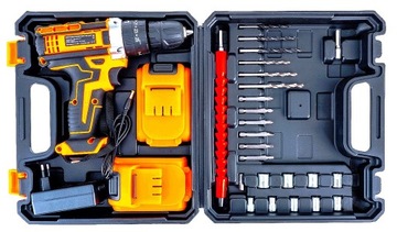 ДРЕЛА, ОТВЕРТКА, НАСАДКИ, 2xAKU 20V, УДАРНЫЕ, САМОЗАЖИМНЫЙ ПАТРОН