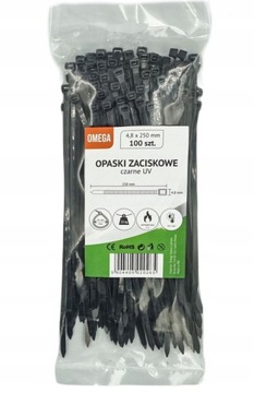 OPASKI ZACISKOWE TRYTKI CZARNE 100 SZT 4,8x250