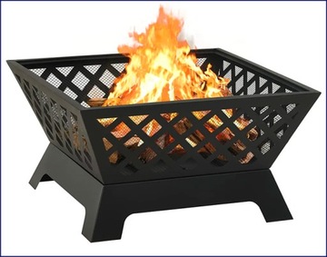 БОЛЬШАЯ КВАДРАТНАЯ САДОВАЯ ПЕЧЬ С КРЫШКОЙ, СТАЛЬНОЙ СЕТЕВОЙ ПОЗИЦИОНЕР