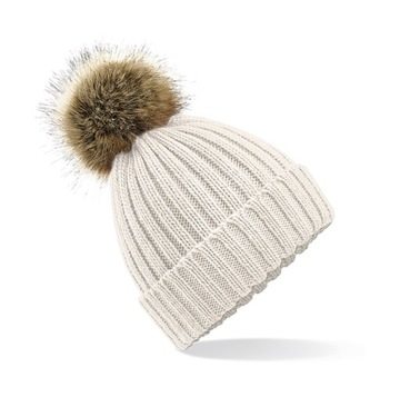 Ciepła Czapka Zimowa Z Pomponem unisex - Kremowa