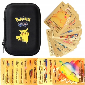 55SZT POKEMON ZŁOTA KARTY RÓŻNE MAŁE ALBUM WOREK