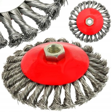 ПРОВОЛОЧНАЯ ЩЕТКА ДЛЯ БОКОВАЛЬНОЙ Шлифмашины 125мм М14, СКРУЧЕННАЯ ИЗ ПРОВОЛОКИ ПО МЕТАЛЛУ