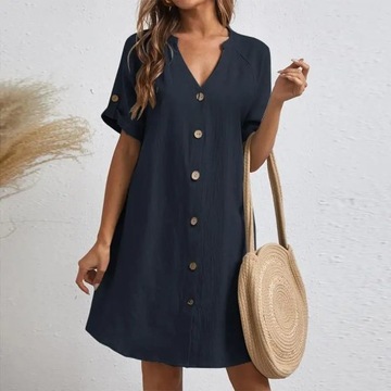 ZANZEA Elegant Women V Neck Short Sleeve Sundress