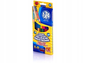 КАРАНДАШ ЦВЕТНОЙ 12/24 АСТРА ТРЕУГОЛЬНО-ДВУХСТОРОННИЙ