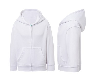 BLUZA dresowa dziecięca Z KAPTUREM rozpinana SWRK HOOD biała 12-14 WH 152