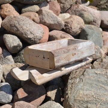 Сани из цветочного горшка, деревянная кора, большие сани