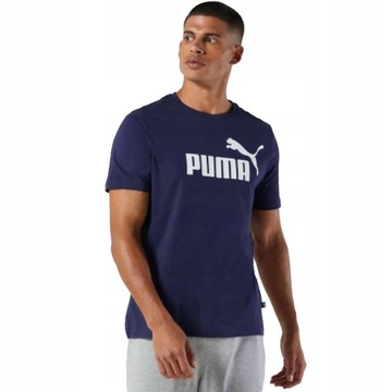 T-SHIRT MĘSKI PUMA BAWEŁNIANY KOSZULKA SPORTOWA GRANATOWA R L