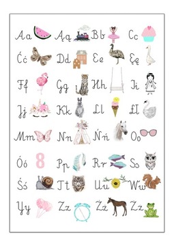 1 szt alfabet plakat edukacyjny pisany 30x40