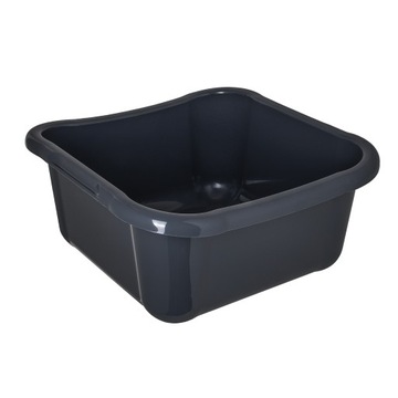 MISKA KWADRATOWA PLASTIKOWA 12L CIEMNY POPIEL MIEDNICA DUŻA UCHWYTY