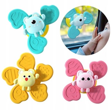 ZESTAW ZWIERZAKI 3 SZT WIRUJĄCE SPINNERY GRYZAKI Z PRZYSSAWKAMI ZOO EDU