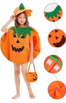 KOSTIUM STRÓJ DYNIA DLA DZIECI CZAPKA PRZEBRANIE HALLOWEEN KOSZYK R. S 2SZT