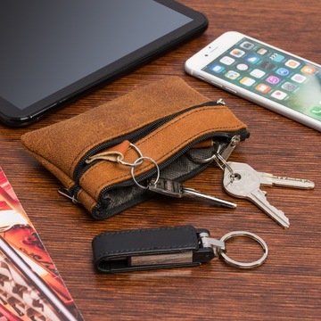 ETUI NA KLUCZE duże trzykomorowe kluczówka płaskie długie pojemne portfel