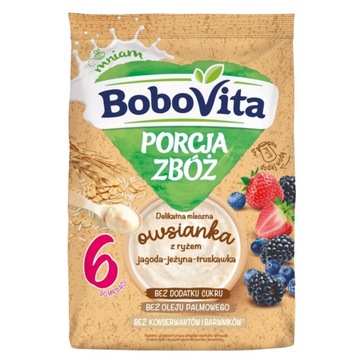 Bobovita Mleczna owsianka jagoda-jeżyna-trusk 6m+
