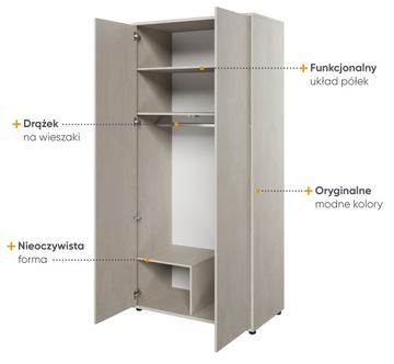 вместительный МОЛОДЕЖНЫЙ шкаф для одежды со штангой