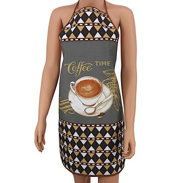 FARTUCH KUCHENNY COFFEE WIELOKOLOROWY WIĄZANY Z MOTYWEM