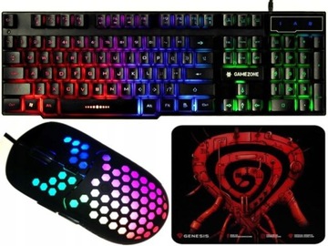 ИГРОВОЙ НАБОР КЛАВИАТУРА И МЫШЬ КОВРИК ДЛЯ МЫШИ С RGB ПОДСВЕТКОЙ