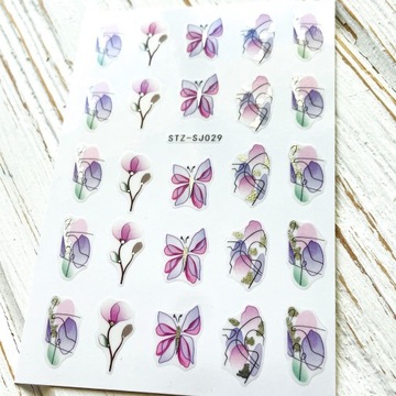 НАКЛЕЙКИ ДЛЯ НОГТЕЙ САМОКЛЕЯЩИЕСЯ украшения для ногтей бабочки розовые цветы