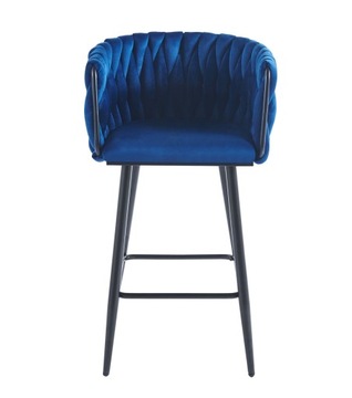 Hoker Biurowy H7-FX Niebieski Tkanina Velvet Domowy Salonowy Czarny Stelaż