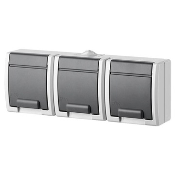 AQUANT GNIAZDO POTRÓJNE N/T IP55 1243-10 SZARE