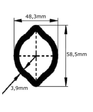 Rura wał WOM profilowa cytryna 48,3x58,5x3,9mm 1m