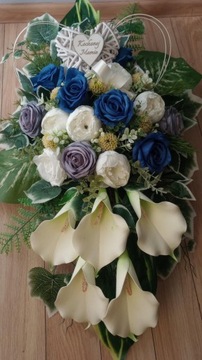 Stroik na cmentarz GRÓB kompozycja SERCE WIKLINOWE