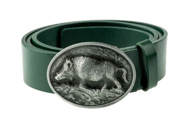 Pasek skórzany BÓR HUNTER FOREST - Boar Silver-85