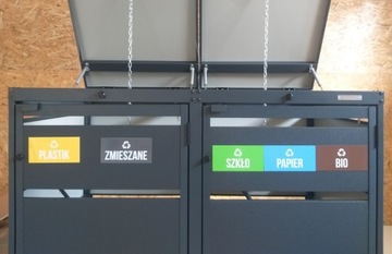 Magnesy do segregacji odpadów, tabliczki, naklejka zestaw x4 szt