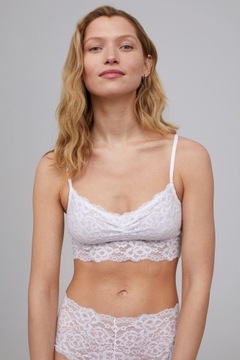 H&M komplet bielizny biały koronkowy soft bra stanik majtki miękki braletka