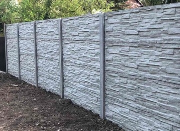 Бетонный забор, бетонный забор, плиты, пролет 1,89 м, графит