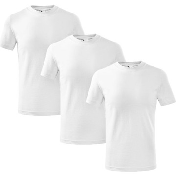 KOSZULKA 3PAK BIAŁA BAWEŁNA UNISEX SZKOLNA NA WF GŁADKA T-SHIRT DO SZKOŁY