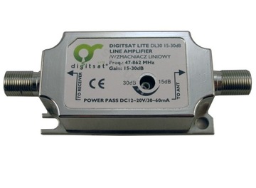 Wzmacniacz Liniowy Antenowy DVB-T 15-30dB Reg 12V